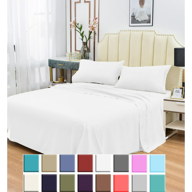 New Authentic Plain Dyed Fitted & Extra Deep Fitted Sheet Poly-Cotton Bed Sheet 